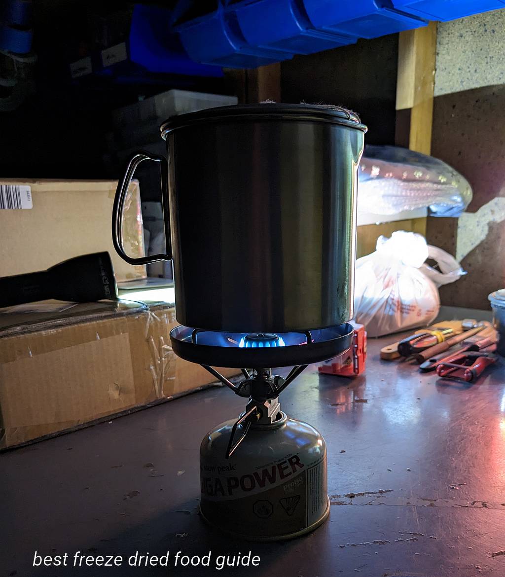 Heating water on the camping stove | Mountain House Breakfast Skillet Review