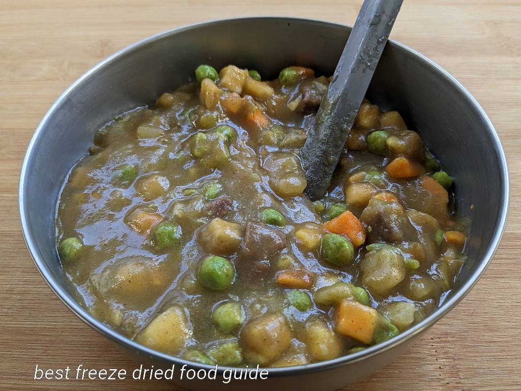 2 servings of Mountain House Beef Stew in a bowl | mountain house freeze dried beef stew | mountain house beef stew review