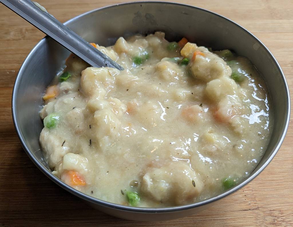 Mountain House Chicken and Dumplings made according to the package directions | Mountain House Chicken and Dumplings Review | Freeze Dried emergency Food | Freeze Dried Camping Food | freeze dried backpacking food | Mountain House freeze dried meals | Mountain House freeze dried food | freeze dried camping food